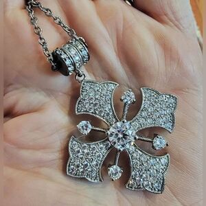 #Vintage Joseph #Esposito #925 #Sterling Silver Bold CZ #Maltese Cross Necklace